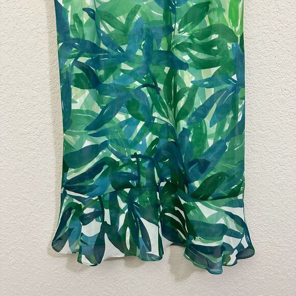 CABI #5235 Green Tropical Palm Leaf Castaway Mini Dress Lined - Picture 4 of 12